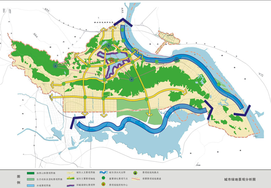 【长期发展规划】黄石市城市绿地景观分析图